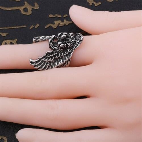 ZRM Punk Eagle Rings Neo-Gothic Animal Rings For Men Vintage Rings Unisex Mens Women Jewelry Xmas Halloween Gifts