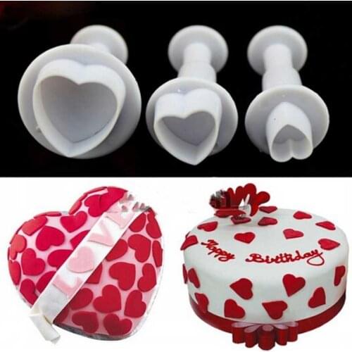 1Set/3PCS Love Heart Plunger Cutter Mold Sugar Fondant Cake Decorating DIY Tools Hot New