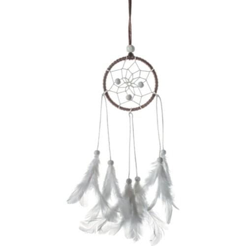 1pcs Mini White Feather dream catcher car pendant handicraft creative gift home room wall decoration car accessories for girls