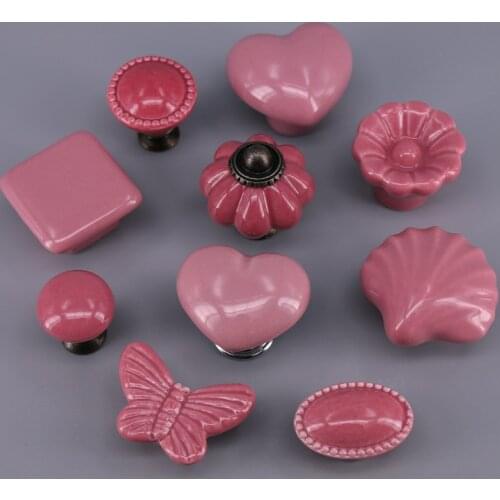 1pcs Euro-Style Ceramic Heart pumpkin flower shape Knobs Kitchen Cabinet Knob Furniture Drawer Handle Pulls for Kids Room