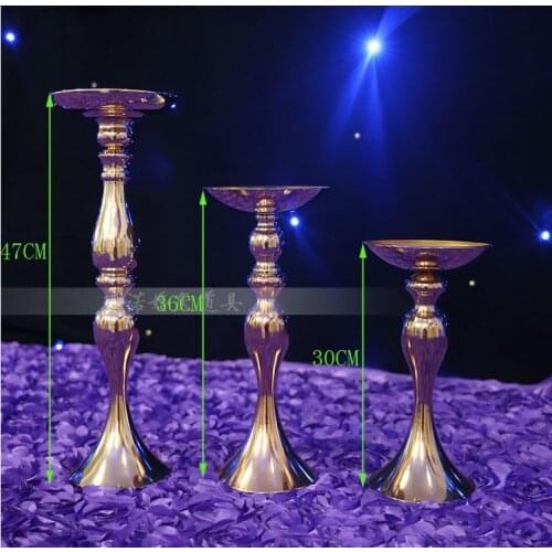 10pcs/lot Wedding master table candlestick T road lead Golden plated/road cited H47cm Wedding table centerpiece