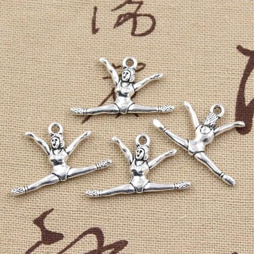 12pcs Charms Gymnastics Gymnast Sporter 22x16mm Antique Making Pendant fit,Vintage Tibetan Silver color,DIY Handmade Jewelry
