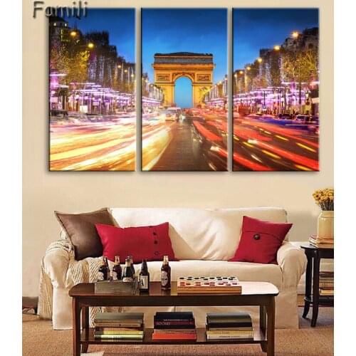 3 panel canvas art Fashion Paris Street Modern Wall Painting Printed On Canvas Beautiful Wall Pictures,posters and prints
