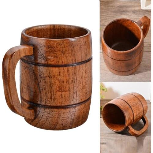 300ML Wooden Milk Drinking Mug Practical Beer Tea Juice Drink Cup Barrel Cup for Home Kitchen Drinkware Supplies