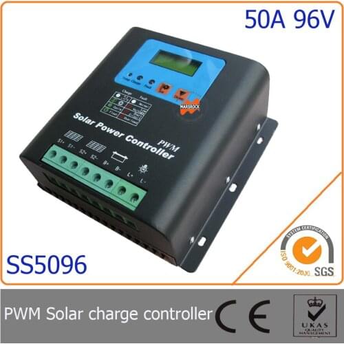 50A 96V PWM Solar Charge Controller with LED&LCD Display, Auto-Identification Voltage, MCU design with excellent performance