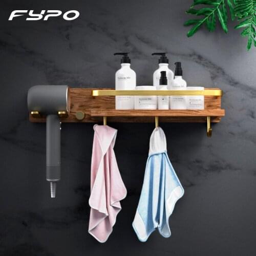 Fypo Aluminum Bathroom Shelf Wall-Mounted Square Shampoo Shelf Rack Towel Bar Kitchen Nets Shelf Storage Rack Organizer Rack