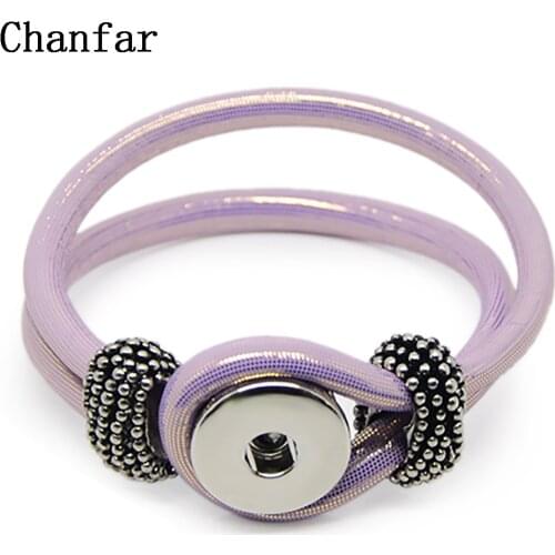 Chanfar PU leather Snap Button Bracelet Jewelry With One Female Snap Button For Charm Bracelet