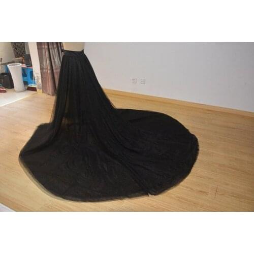 Black tulle Removable bridal skirt Tulle skirt Removable skirt Ball Gown skirt wedding accessorry Crystal decoration train
