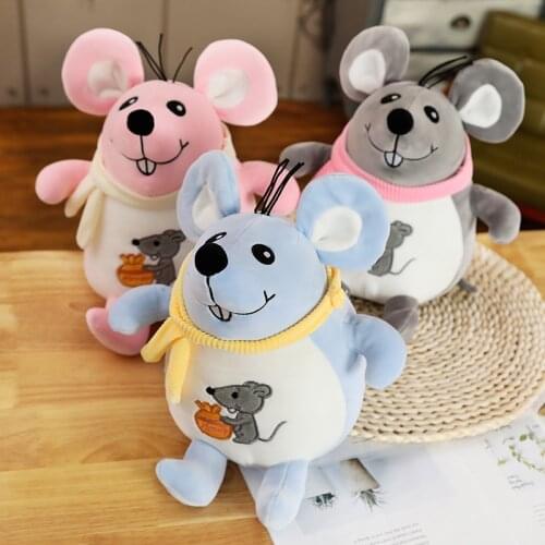 23-35cm Lovely Cartoon Fat Grey Rat Pillow Stuffed Animal Plush Toys For Girls Children Boys Toys Cute Mouse Doll Birthday Gift