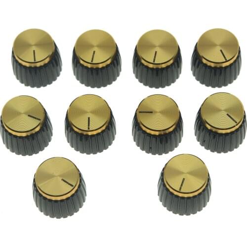 Dopro Pack of 10 Guitar Amplifier Knobs Gold Cap Push On Knob fits Marshall AMP