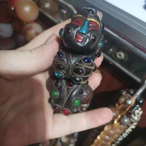 Character animal male modeling meteorite antique ornaments Encrusted with natural Various gems rare Collection Antique ornaments