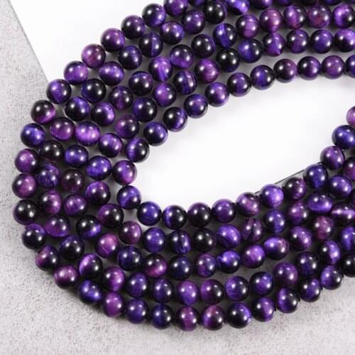 Purple Tiger Eye Agates Natural Stone Beads for Jewelry Making Round Beads DIY Bracelet 4-12mm