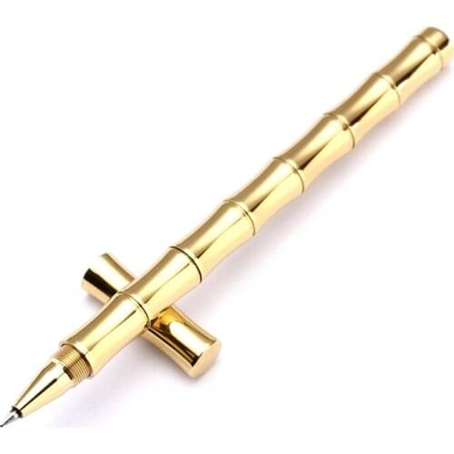 H758 Outdoor hiking camping mountaineering EDC paragraph brass bamboo pen handmade copper neutral pen tactical pen copper"