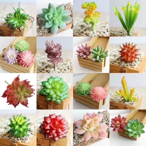 Artificial Succulents Plant Garden Miniature Fake Cactus DIY Home Floral Decor