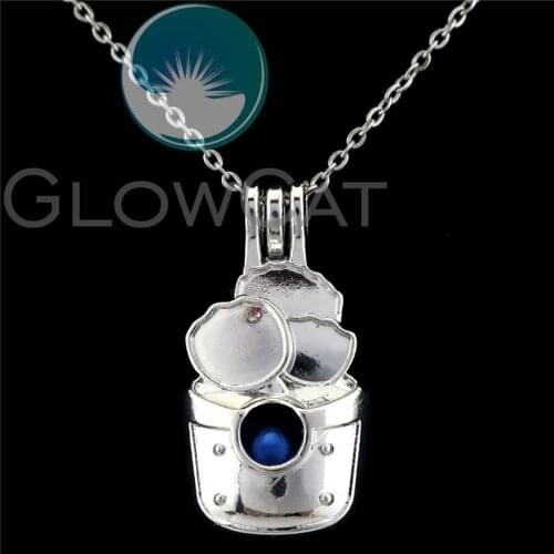 K806 32mm Lovely Potted Plants Cupcakes Beads Cage Necklaces Perfume Essential Oil Locket Women Gift Jewelry