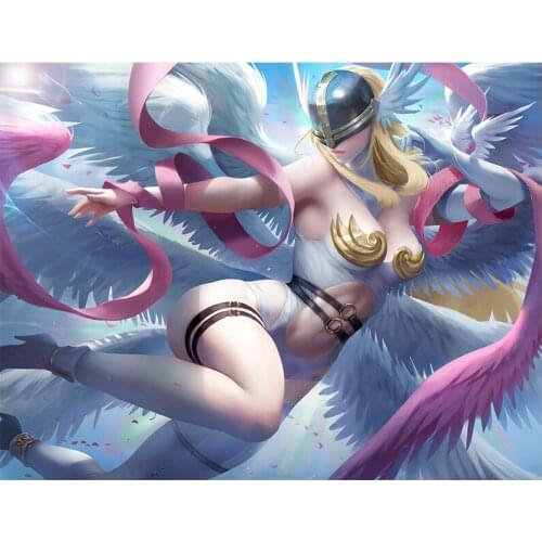 Angel Woman Sexy Girl with Metal Mask Canvas Painting Custom Print Video Game Anime Poster Wall Art Picture for Bedroom Decor