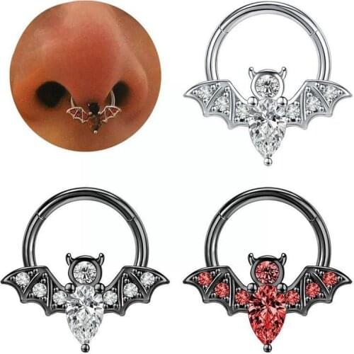 8mm Hinged Segment Nose Ring Hoop Piercing Septum Nose Cubic Nostrils Men Zirconia Piercing Women Studs Earrings P5O7