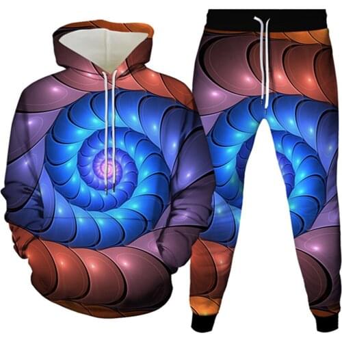 Fashion Colorful Vorex Art Pattern Print Men Clothes Sets Hoodies+Trousers 2pcs Suit Autumn Women Casual Tracsuit Plus Size 6XL