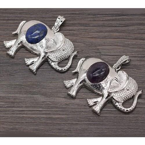 Natural Alloy Elephant-shaped Pendant Animal Cute Childlike Personality Handmade Crafts Making DIY Necklace Jewelry 45x60mm