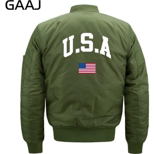 GAAJ Men Bomber Jacket Print "America USA Flag" Army Casual Warm Thick Pilots Jackets Coat Clothing Oversized 6XL 7XL 8XL