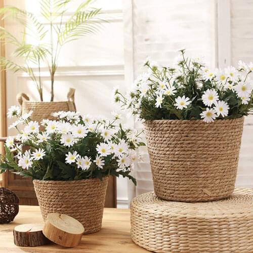LuanQI Hand-Woven Plant Flower Pot Basket Storage Box Household Foldable Eco-Friendly Fruit Basket Nordic Style Home Decoration