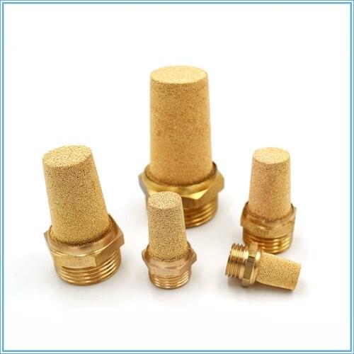 Copper fitting M5 1/8" 1/4" 3/8" 1/2" Pneumatic Brass Exhaust Muffler Pneumatic Silencers Fitting Noise Filter Reducer Connector