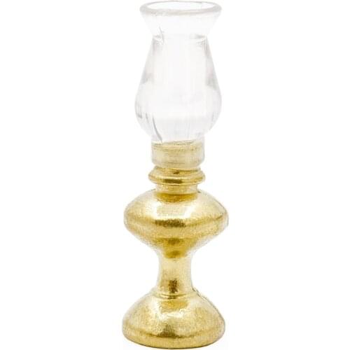 Odoria 1:12 Miniature Metal Golden Kerosene Lamp Table Lighting Furniture Dollhouse Accessories Decor Toy