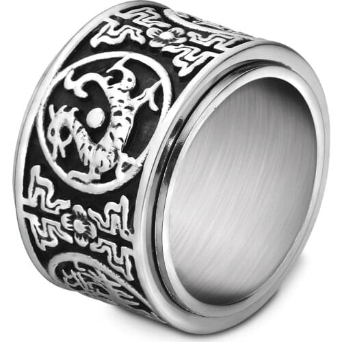 Vintage Retro Stainless Steel Jewelry Dragon Punk Rings for Men Male Accessories High Quality Cool Jewelry