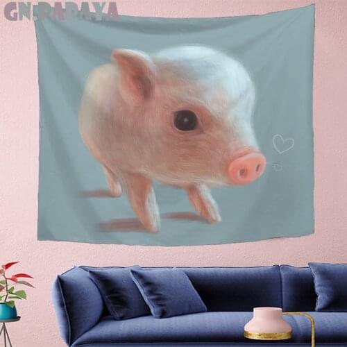 Nordic style pig wall hanging cute cartoon tapestry animal Wall Tapestry 3d Hanging kids room decor wall carpet goblen Decor