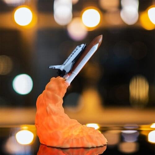 3D Print Desk Lamp Decoration, Space Shuttle Lamp Night Light Moon Lamp Materials with USB Rechargeable Smart Home Night Light