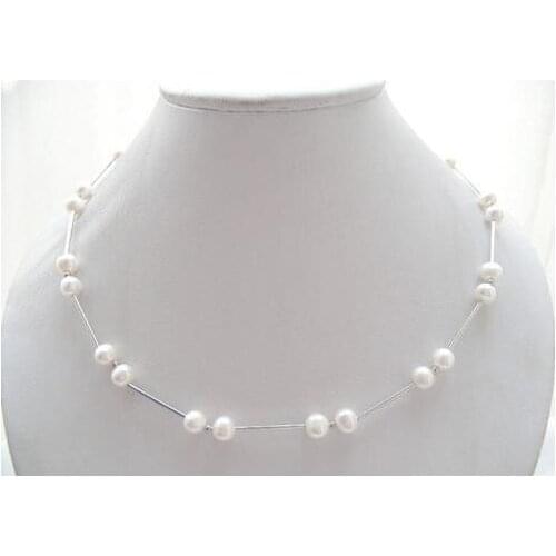 New Arrival Favorite Pearl Fine Jewelry Amazing 7mm White Natural Freshwater Pearls Tible Silver Necklace Charming Lady Gift