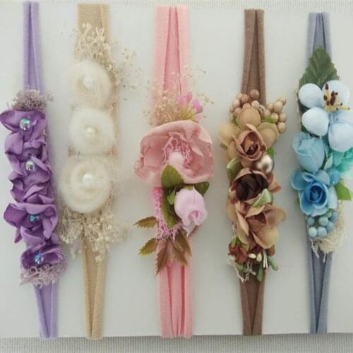 Newborn tieback set Flower tie back Fall newborn props Newborn headband Flower baby tieback Tieback for girl