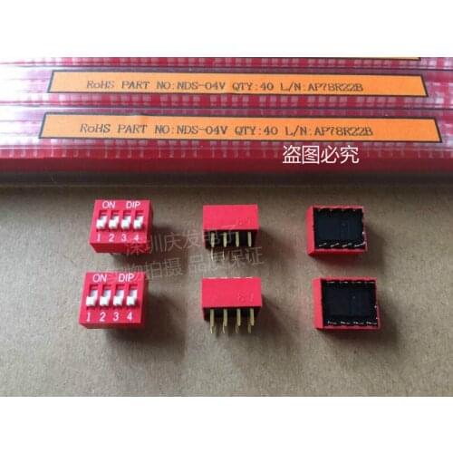 Original new 100% DIP NDS-04V forward dial code switch 4-bit 4P spacing 2.54MM gold-plated foot