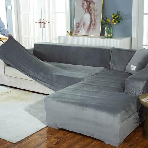 Plush Sofa Cover Velvet Elastic Sofa Covers for Living Room Couch Covers Set Armchair Cover L Shape Corner Sectional Slipcover