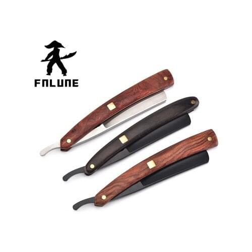 FnLune Manual Redwood Handle Shaving Mens Razor High Quality Professional Barber Hair Cut Razor Change Blade Shaving Knife