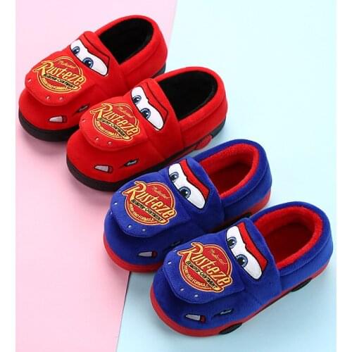 Disney Cars Cute Cotton Slippers Cartoon Kids Shoes for Girl Lightning McQueen Toddler Boy Shoes Indoor Warm Home Funny Slippers