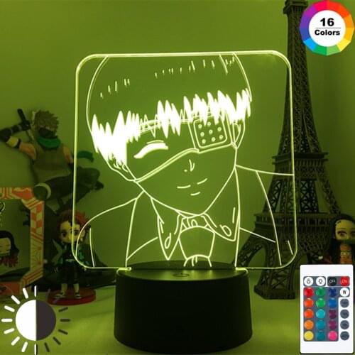 Tokyo Ghoul Ken Kaneki 3d Lamp for Kids Bedroom Decor Night Light Birthday Gift Manga Gadget Tokyo Ghoul Lamp Kaneki Christmas