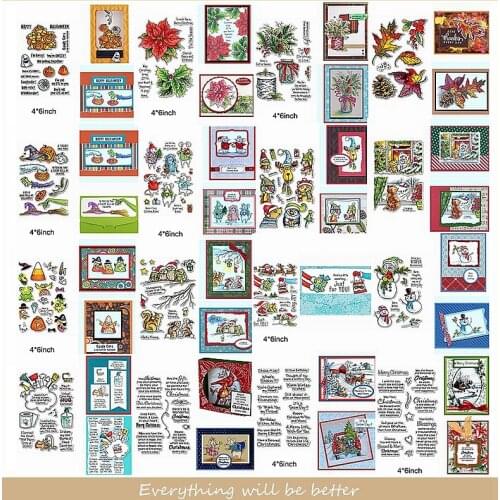 Merry Christmas Halloween Deer Snowman Letter Sentence Flower Animals Clear Silicone Stamps Decorate Cards Make Stencils 2020