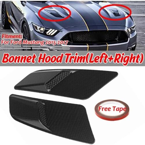 Pair Universal Hoods Cover Trim Car Front Hood Air Intake Trim Scoop Vent Guards Heat Panel Cover For Ford For Mustang 2015-2017