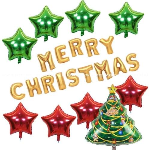 23pcs/lot Merry Christmas Letters Foil Balloons Inflatable Christmas Tree Air Balls Xmas Decorations Christmas Party Supplies
