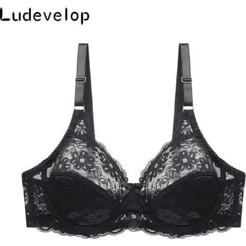 Womens Ultra Thin Bra Full Coverage Sexy Soft Underwire Lace Padded Brassiere Minimizer Bh Plus Size C DD E DDD Cup