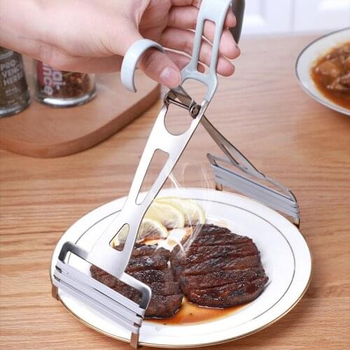 1Pcs Stainless Steel Non-slip Pot Pan Dish Bowl Clip Dish Plate Clip Tong Cooking Clip Kitchen Clamp Gripper Kitchen Tool cocina