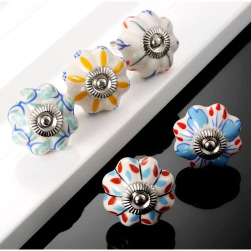 1Pc Kids Room Drawer Knob Colorful Handle Pumpkin Dresser Pull Ceramic Kitchen Cabinet Furniture Handle Knob Furniture Hardwar