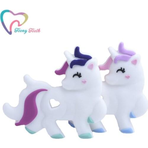 10PCS Baby Silicone Unicorn Crib Teething AccessoriesSensory Toy DIY Crafts Nursing Accessories Silicone Teether Kids Pendants