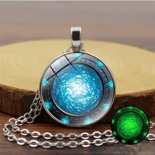 2020 Fashion Simple Star Gate Legend Atlantis Glow In The Dark Pendant Necklace Men Women Glass Dome Luminous Necklace Jewelry