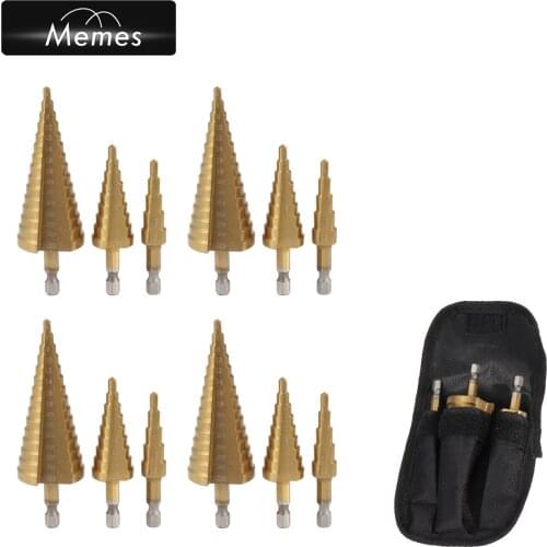 4-12/4-20/4-32 mm HSS Straight Groove Step Drill Bit Titanium Coated Wood Metal Hole Cutter Cone Drill Drilling Power Tools