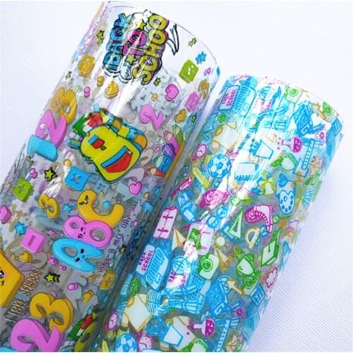A4 20*33CM back to school print cartoon Transparent UV clear print pvc fabric for DIY accessories BHY78
