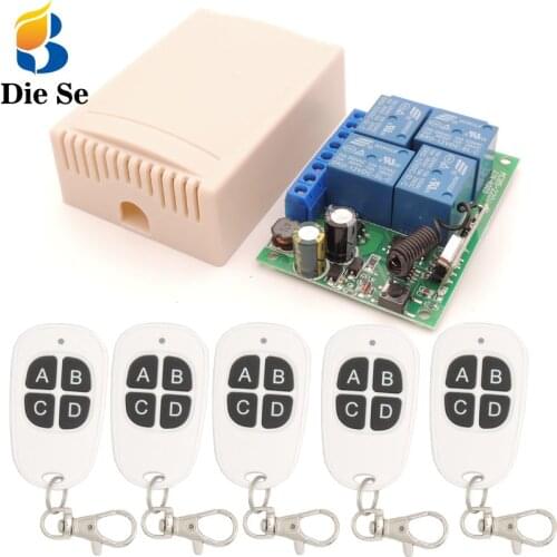 AC 85V~220V 10A 4CH rf 433Mhz Remote Control Switch Wireless Receiver Relay Board for Garage Lighting Electric Curtain Switch