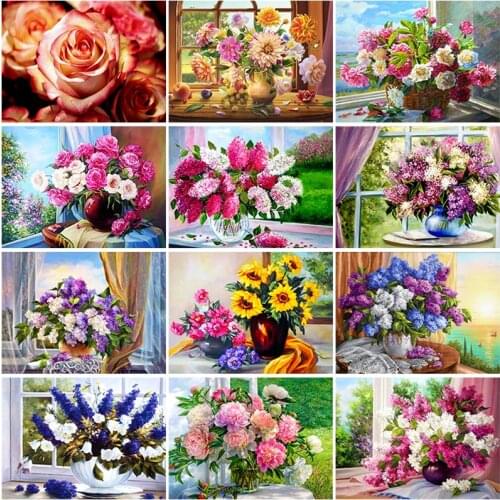 DIY 5D Diamond Painting Full Round Square Resin Mosaic Diamonte Embroidery Cross Stitch Kits Inside Pleasant Bloom Art