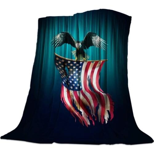 Eagle American Flag Throw Blanket Portable Soft Blanket for Sofa Microfiber Flannel Blankets for Beds